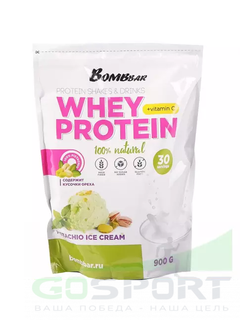 Сывороточный протеин BombBar Whey Protein 900 г, Фисташковое мороженое Сывороточный протеин BombBar Whey Protein 900 г, Фисташковое мороженое