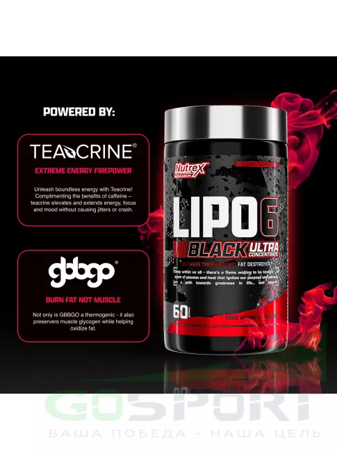 Жиросжигатель Nutrex Lipo-6 Black Ultra Concentrate (+Yohimbine) 60 капсул