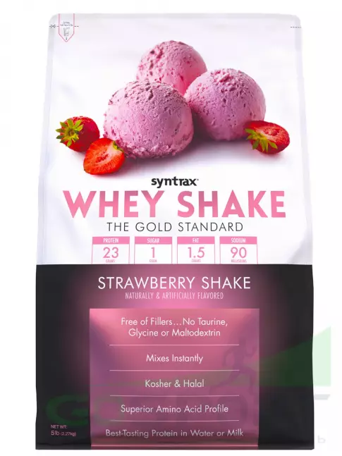Сывороточный протеин SYNTRAX Whey Shake 2270 г, Клубничный коктейль Сывороточный протеин SYNTRAX Whey Shake 2270 г, Клубничный коктейль