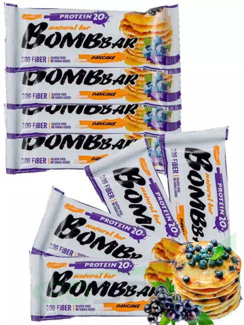 Протеиновый батончик BombBar Протеиновый батончик Natural Bar 8 x 60 г, Смородиново-черничный панкейк Протеиновый батончик BombBar Протеиновый батончик Natural Bar 8 x 60 г, Смородиново-черничный панкейк