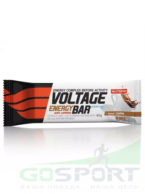 Энергетический батончик NUTREND Voltage Energy bar 60mg caffeine 65 г, Кофе Энергетический батончик NUTREND Voltage Energy bar 60mg caffeine 65 г, Кофе
