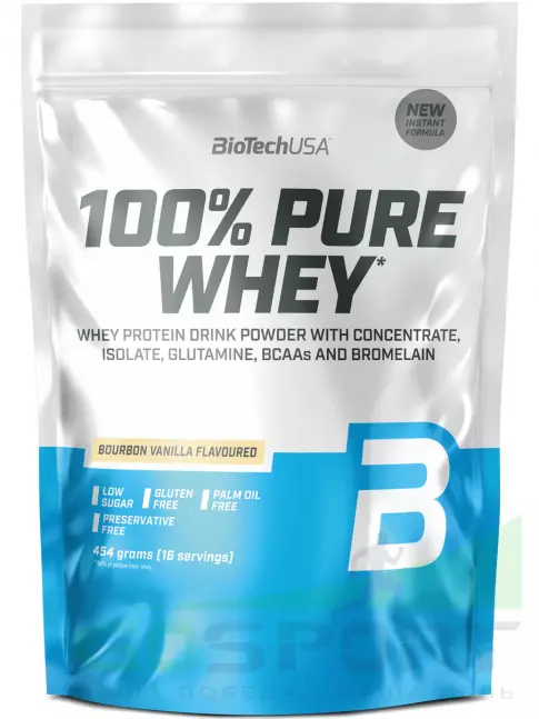 Сывороточный протеин BioTechUSA 100% Pure Whey 454 г, Бурбонская ваниль Сывороточный протеин BioTechUSA 100% Pure Whey 454 г, Бурбонская ваниль