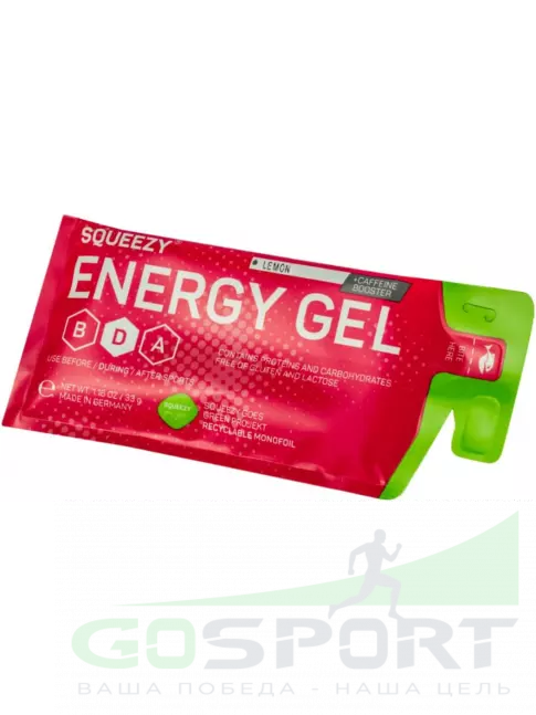 Гель питьевой SQUEEZY ENERGY SUPER GEL 33 mg caffeine 33 г саше, Лимон Гель питьевой SQUEEZY ENERGY SUPER GEL 33 mg caffeine 33 г саше, Лимон