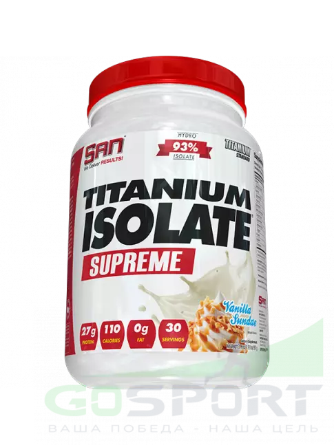 Изолят протеина SAN Titanium Isolate Supreme 900 г, Ванильное мороженое Изолят протеина SAN Titanium Isolate Supreme 900 г, Ванильное мороженое