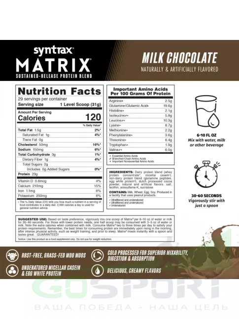 Комплексный протеин SYNTRAX Matrix 2 lbs 907 г, Молочный шоколад