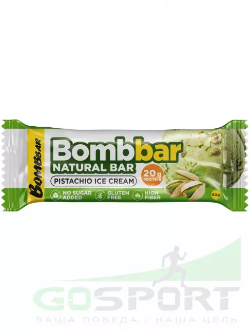 Протеиновый батончик BombBar Протеиновый батончик Natural Bar 60 г, Фисташковый пломбир Протеиновый батончик BombBar Протеиновый батончик Natural Bar 60 г, Фисташковый пломбир