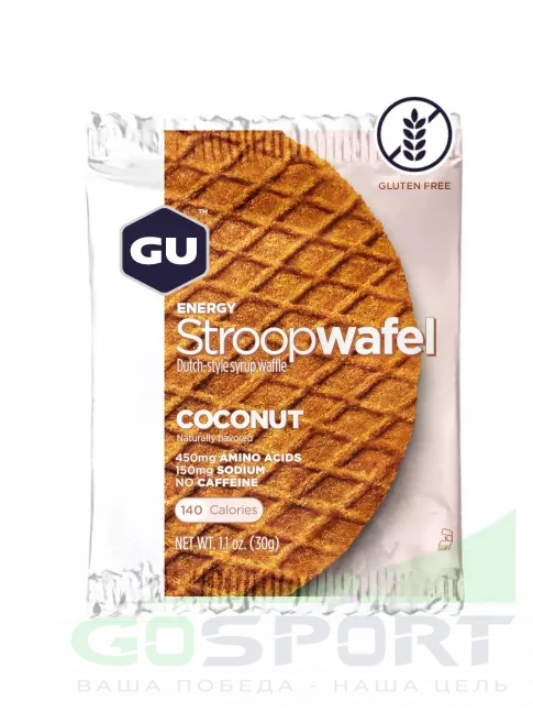 Энергетический батончик GU Energy Labs GU ENERGY STROOPWAFEL no caffeine 16 x 32 г, Кокос