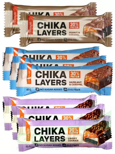 Протеиновый батончик Chikalab Chika Layers 8 х 60 г, Микс 2