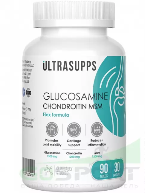 Глюкозамин хондроитин UltraSupps Glucosamine & Chondroitin & MSM 90 таблеток
