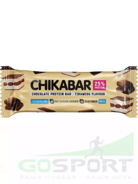 Протеиновый батончик Chikalab Chikabar 20 x 60 г, Тирамису Протеиновый батончик Chikalab Chikabar 20 x 60 г, Тирамису