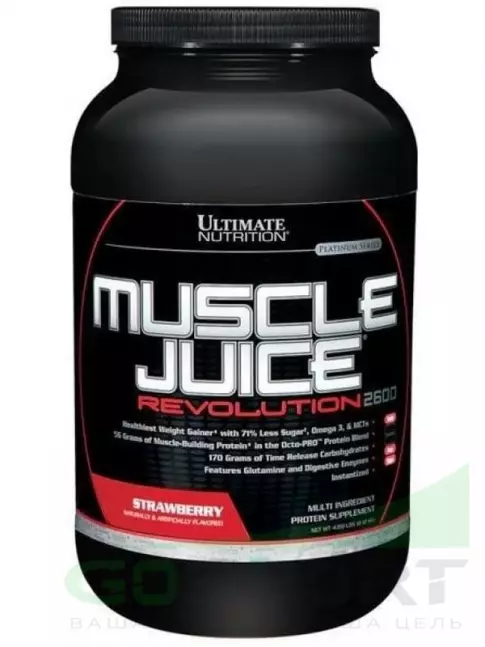 Гейнер Ultimate Nutrition Muscle Juice Revolution 2600 2120 г, Клубника Гейнер Ultimate Nutrition Muscle Juice Revolution 2600 2120 г, Клубника