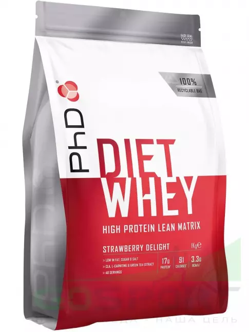 Заменитель питания PhD Nutrition Diet Whey Protein 1000 г, Восхитительная клубника Заменитель питания PhD Nutrition Diet Whey Protein 1000 г, Восхитительная клубника