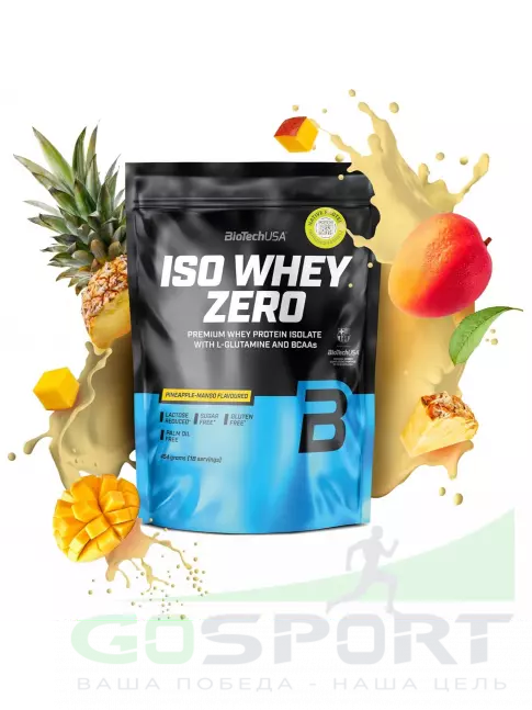 Изолят протеина BioTechUSA Iso Whey Zero 454 г, Ананас - манго Изолят протеина BioTechUSA Iso Whey Zero 454 г, Ананас - манго