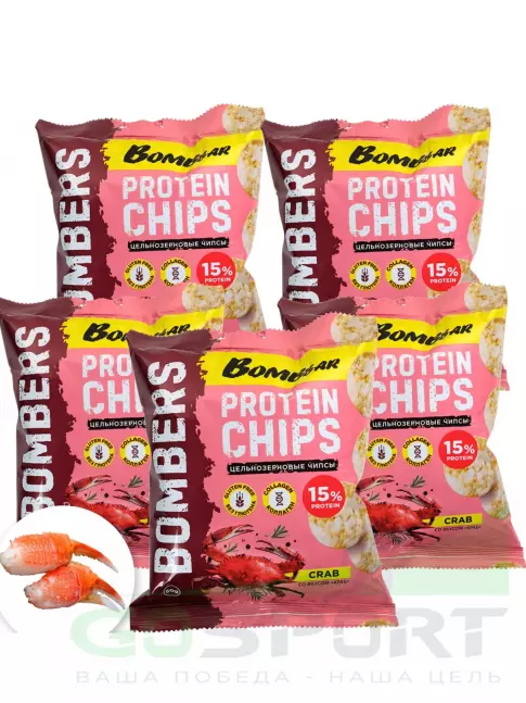 Чипсы BombBar Protein Chips 5 x 50 г, Краб Чипсы BombBar Protein Chips 5 x 50 г, Краб