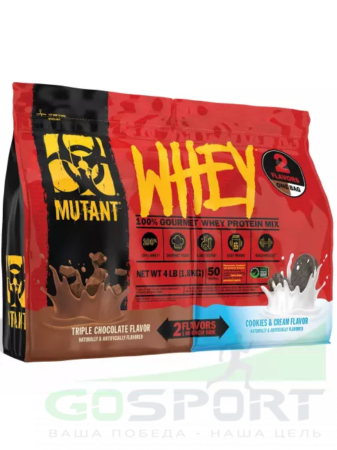 Сывороточный протеин Mutant Whey 1800 г, Тройной шоколад и печенье с кремом