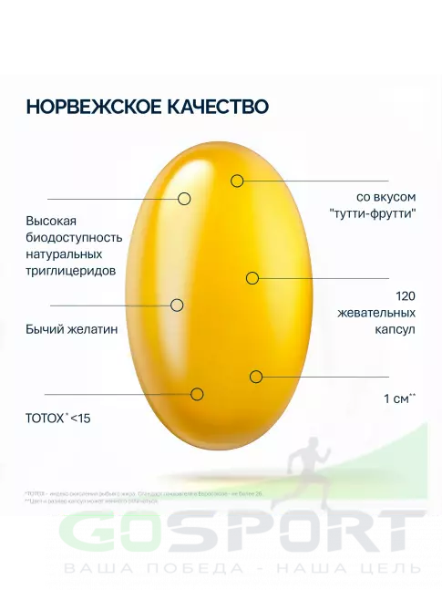 Омега-3 NFO Omega-3 Kids 800 mg 120 жевательных капсул, Тутти-фрутти Омега-3 NFO Omega-3 Kids 800 mg 120 жевательных капсул, Тутти-фрутти