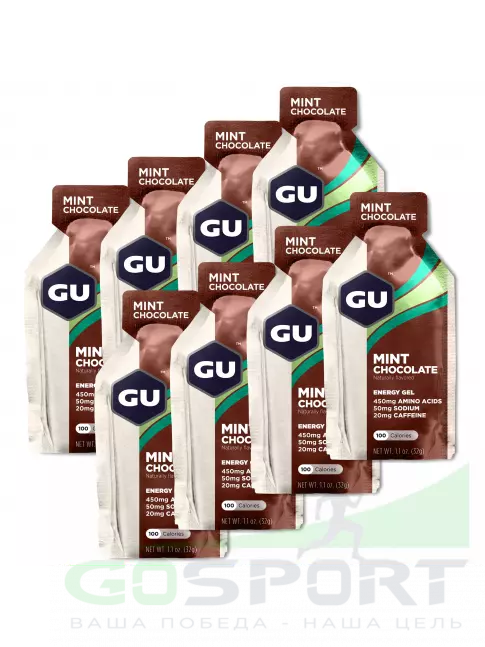 Гель питьевой GU Energy Labs Energy Gel 20 mg caffeine 8 x 32 г, Мятный шоколад Гель питьевой GU Energy Labs Energy Gel 20 mg caffeine 8 x 32 г, Мятный шоколад