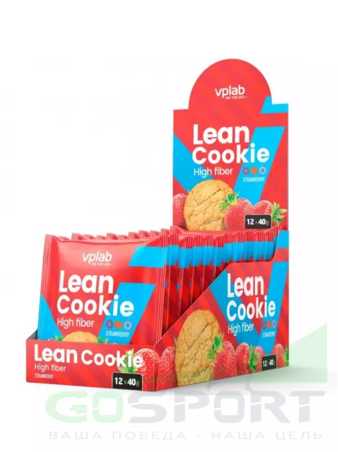 Протеиновый батончик VP Laboratory Lean Cookie 12 штук * 40 г, Клубника Протеиновый батончик VP Laboratory Lean Cookie 12 штук * 40 г, Клубника