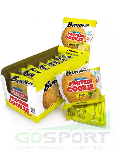 Протеиновый батончик BombBar Protein cookie 10 протеин печенье x 60 г, Лимон Протеиновый батончик BombBar Protein cookie 10 протеин печенье x 60 г, Лимон