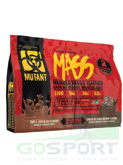 Гейнер Mutant Mass 6 lb 2720 г, Тройной шоколад - Брауни Гейнер Mutant Mass 6 lb 2720 г, Тройной шоколад - Брауни