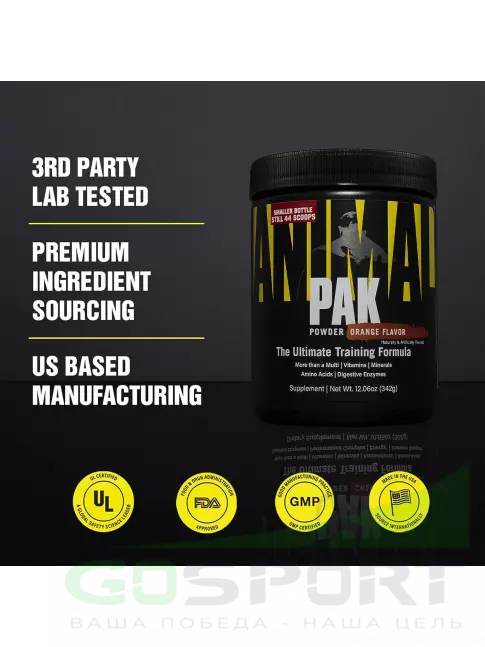 Витаминный комплекс UNIVERSAL NUTRITION Animal Pak Powder 411 г, Апельсин