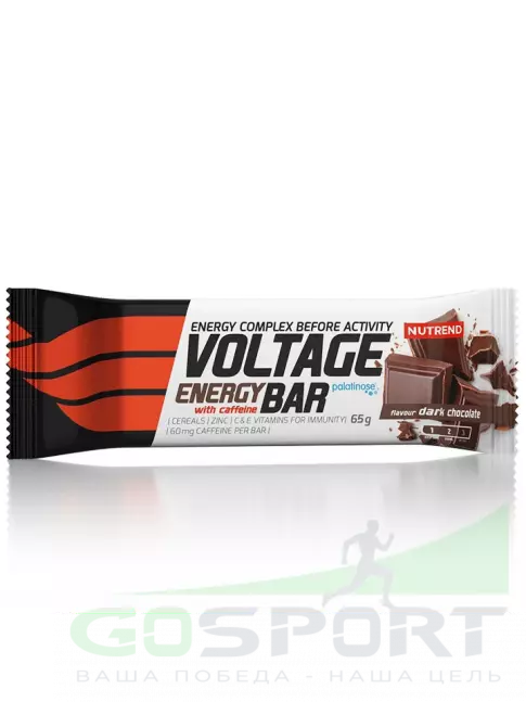 Энергетический батончик NUTREND Voltage Energy bar 60mg caffeine 65 г, Темный Шоколад Энергетический батончик NUTREND Voltage Energy bar 60mg caffeine 65 г, Темный Шоколад