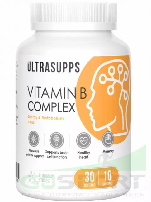 Витамины группы B UltraSupps Vitamin B complex 30 капсул Витамины группы B UltraSupps Vitamin B complex 30 капсул