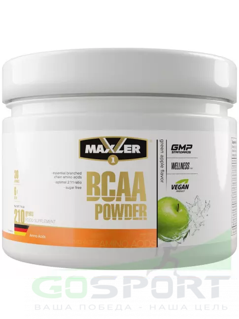 BCAA MAXLER BCAA Powder 6000 mg 2:1:1 Sugar Free EU 210 г, Зеленое яблоко