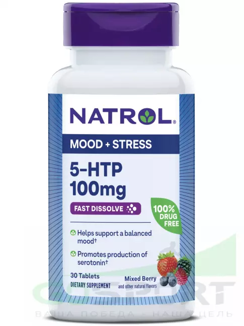 5-HTP Natrol 5-HTP 100 mg Fast Dissolve 30 жевательных таблеток 5-HTP Natrol 5-HTP 100 mg Fast Dissolve 30 жевательных таблеток