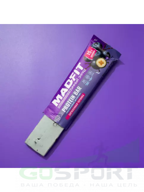 Протеиновый батончик Madfit Батончик неглазированный Protein bar 50 г, Заряженная черника Протеиновый батончик Madfit Батончик неглазированный Protein bar 50 г, Заряженная черника