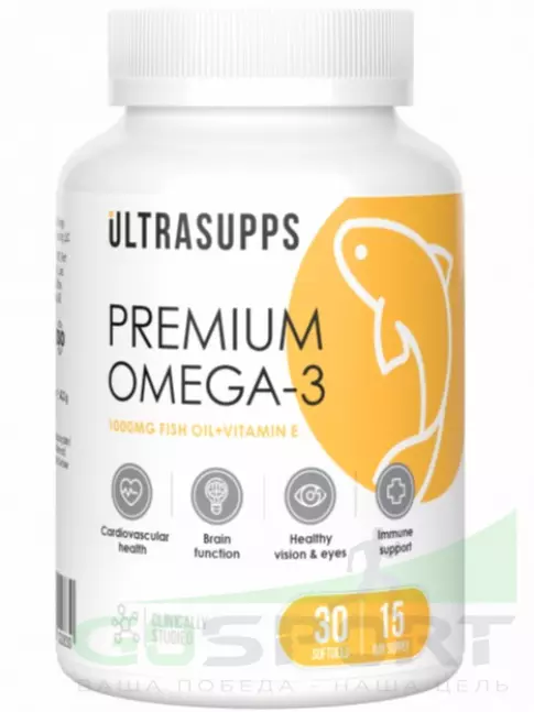 Омега-3 UltraSupps Premium Omega-3 30 капсул