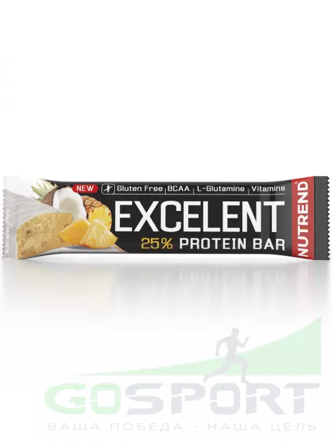 Протеиновый батончик NUTREND Excelent Protein Bar 85 г, Ананас - Кокос Протеиновый батончик NUTREND Excelent Protein Bar 85 г, Ананас - Кокос