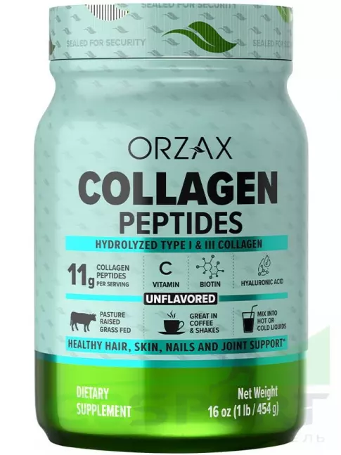 Коллаген гидролизованный Orzax Collagen Powder 454 г, Натуральный