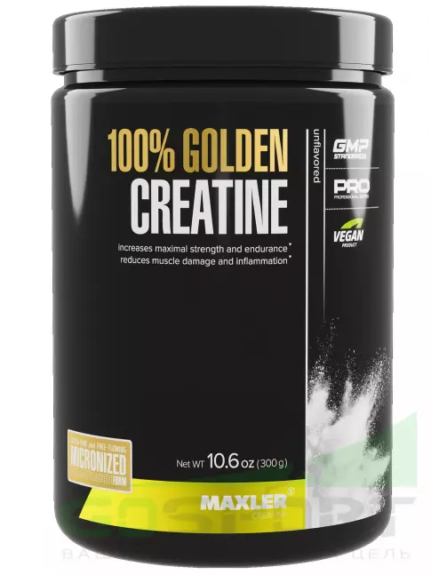 Микронизированный креатин MAXLER 100% Golden Micronized Creatine 300 г, Натуральный Микронизированный креатин MAXLER 100% Golden Micronized Creatine 300 г, Натуральный
