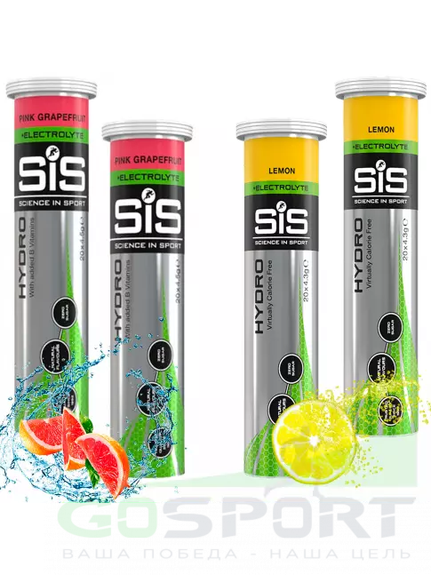 Изотоник SCIENCE IN SPORT (SiS) GO Hydro Tablet 20s 4 x 20 таблеток, Розовый грейпфрут, Лимон Изотоник SCIENCE IN SPORT (SiS) GO Hydro Tablet 20s 4 x 20 таблеток, Розовый грейпфрут, Лимон