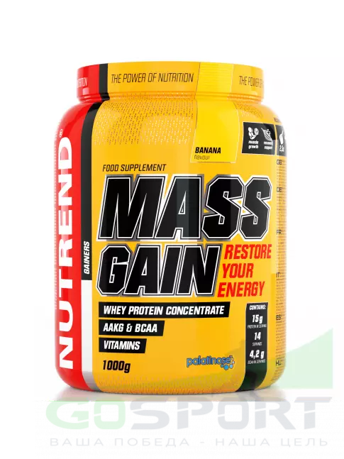 Гейнер NUTREND MASS GAIN 1000 г, Банан Гейнер NUTREND MASS GAIN 1000 г, Банан