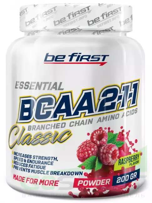 BCAA Be First BCAA Classic Powder 2:1:1 200 г, Малина BCAA Be First BCAA Classic Powder 2:1:1 200 г, Малина