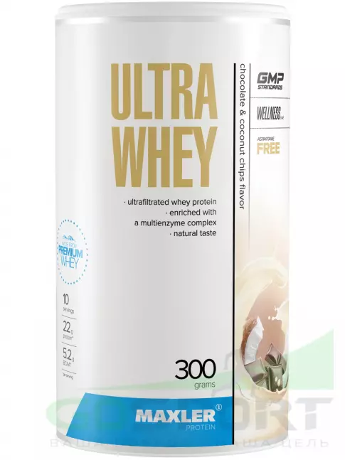 Сывороточный протеин MAXLER Ultra Whey 300 г, Шоколад с кокосовой стружкой Сывороточный протеин MAXLER Ultra Whey 300 г, Шоколад с кокосовой стружкой