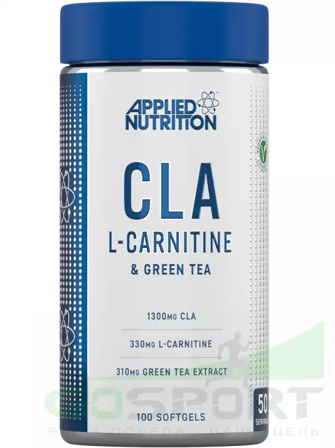 CLA, КЛА APPLIED NUTRITION CLA L Carnitine and Green Tea 100 мягких капсул CLA, КЛА APPLIED NUTRITION CLA L Carnitine and Green Tea 100 мягких капсул