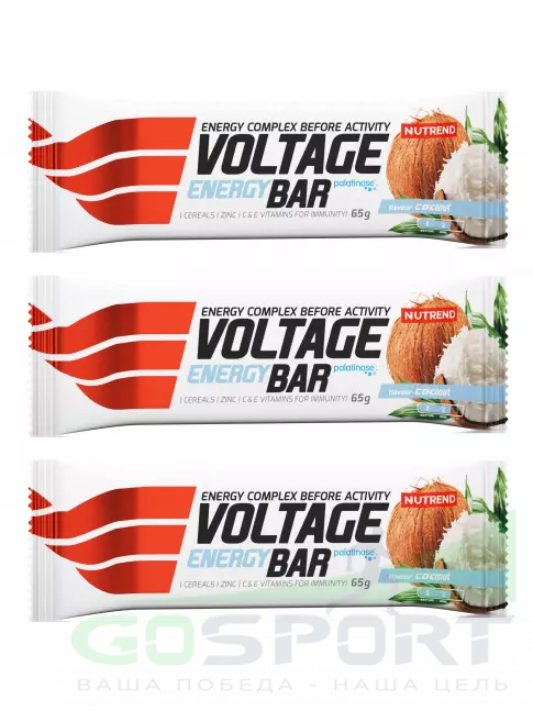 Энергетический батончик NUTREND Voltage Energy bar 3 x 65 г, Кокос Энергетический батончик NUTREND Voltage Energy bar 3 x 65 г, Кокос