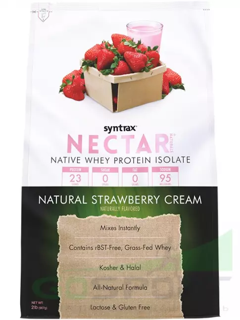 Изолят протеина SYNTRAX Nectar Naturals 907 г, Клубника со Сливками Изолят протеина SYNTRAX Nectar Naturals 907 г, Клубника со Сливками