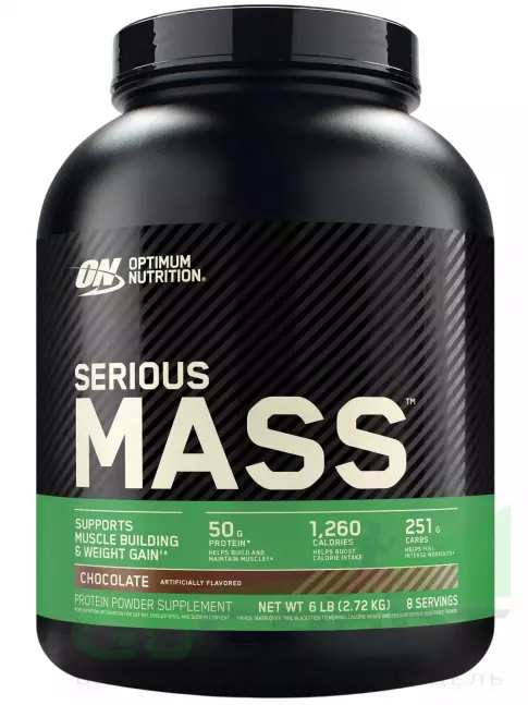 Гейнер Optimum Nutrition Serious Mass 2720 г, Шоколад Гейнер Optimum Nutrition Serious Mass 2720 г, Шоколад