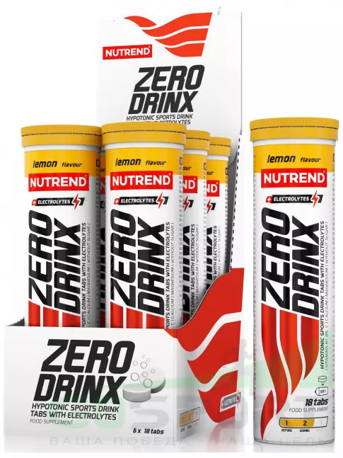 Изотоник NUTREND ZERODRINX TABS 6 x 18 таблеток, Лимон Изотоник NUTREND ZERODRINX TABS 6 x 18 таблеток, Лимон