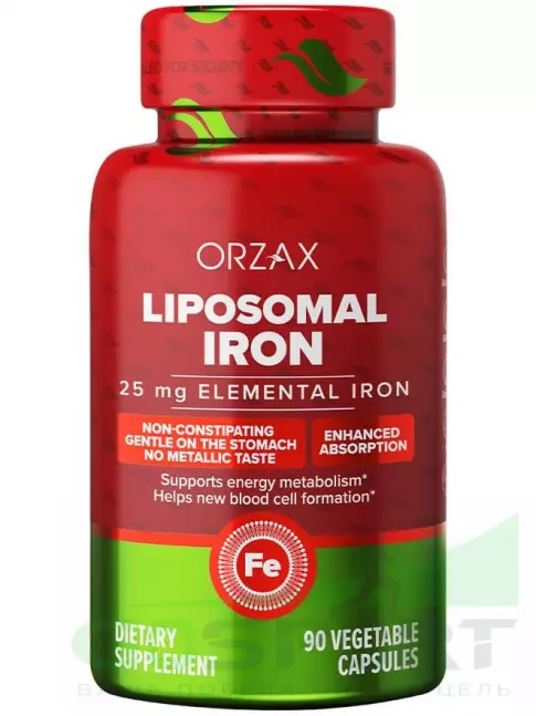 Железо Orzax Liposomal Iron 25 mg 90 капсул