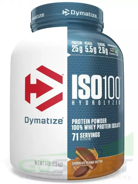 Изолят протеина Dymatize ISO100 Hydrolyzed 2300 г, Шоколадовое арахисовое масло Изолят протеина Dymatize ISO100 Hydrolyzed 2300 г, Шоколадовое арахисовое масло