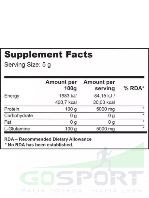 L-Глютамин BioTechUSA 100% L-Glutamine 5000 mg 500 г
