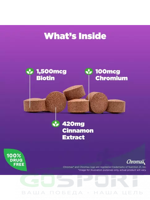 Антиоксиданты Natrol Cinnamon, Chromium & Biotin 60 таблеток