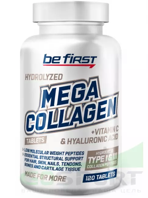Коллаген гидролизованный Be First Mega Collagen + hyaluronic acid + vitamin C 120 таблеток Коллаген гидролизованный Be First Mega Collagen + hyaluronic acid + vitamin C 120 таблеток