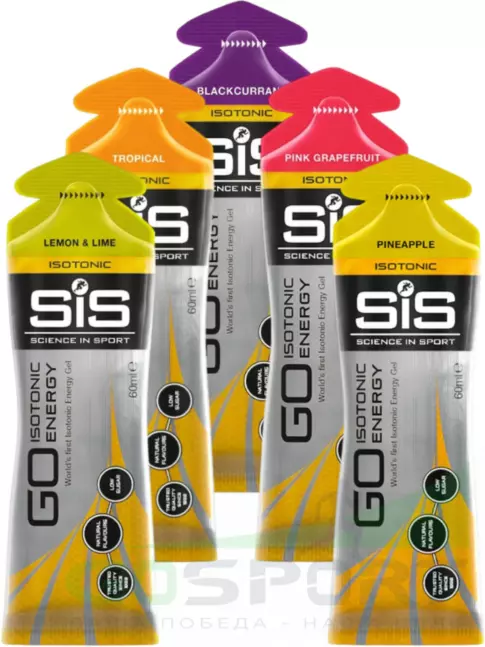 Гель питьевой SCIENCE IN SPORT (SiS) GO Isotonic Energy Gels 5 x 60 мл, Микс №20