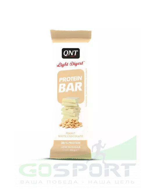 Протеиновый батончик QNT Light Digest Protein Bar 55 г, Арахис - Белый шоколад